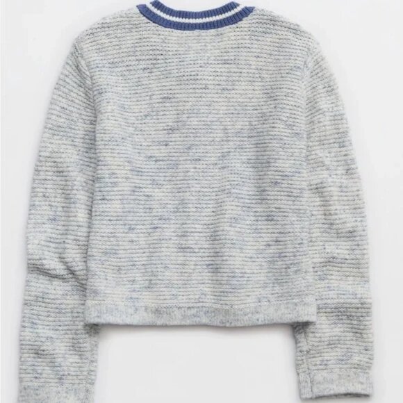 American Eagle Outfitters Blue and Gray Cardigan Sweater - M - Picture 2 of 5